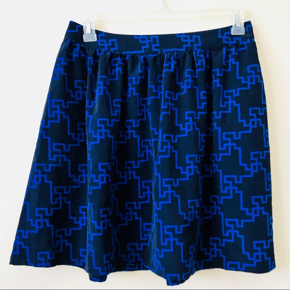 Merona Blue Print Mini Circle Skirt w Pockets